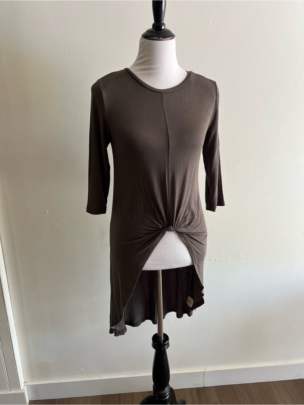 Anthropologie Deletta Brown Twist-Front High-Low Tunic